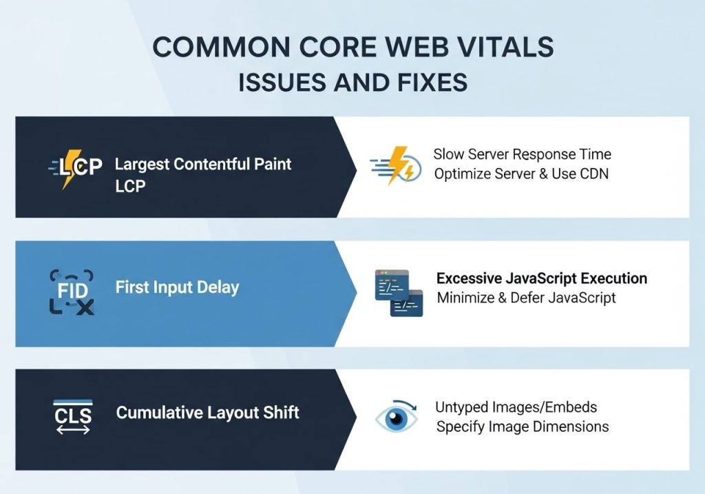 Common Core Web Vitals Issues and Fixes
