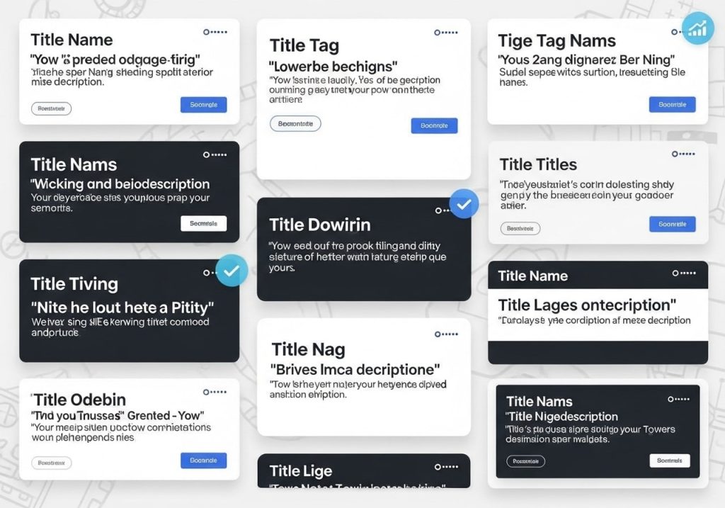 Infographic displaying SEO-friendly examples of effective title tags and meta descriptions.